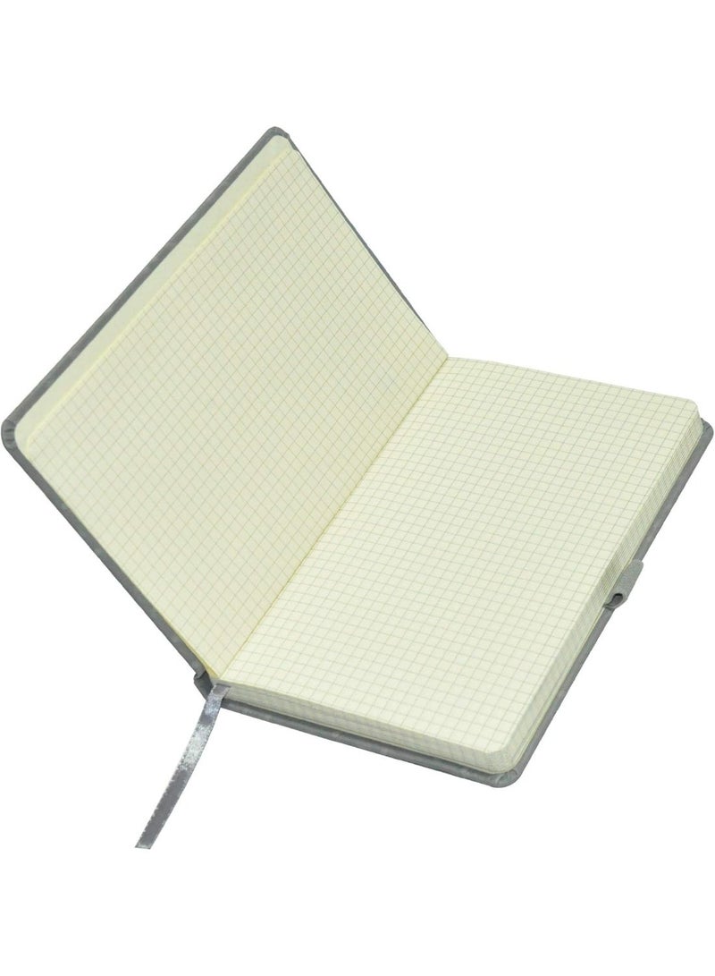 FIS Executive Ostrich Italian PU Cover Notebook, Ivory Paper, 5 mm Square With Elastic Band, Grey Color, 120 Sheets, Pen Holder and Gift Box, 13 x 21 cm Size - FSNBEX5MM1321GY - Image 2